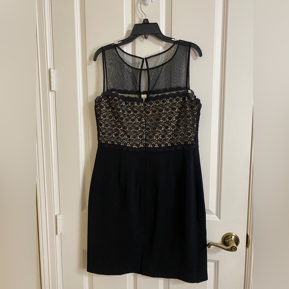 Black dress w/ lace & sheer top size 12 Ivanka Trump great condition! Flattering - Picture 6 of 12